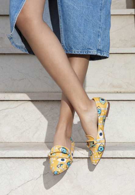 Women Vegan Leather Orange Flat Shoes - See You Design