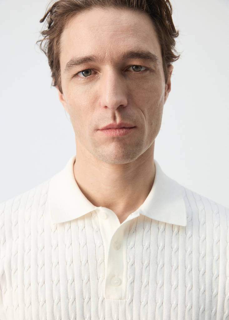 100% cotton braided knitted polo shirt — Product image 20 of 29