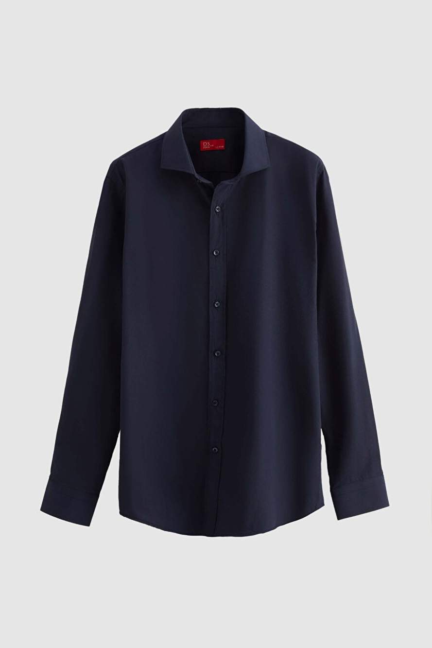Ds Groom Slim Fit Navy Blue Italian Collar Narrow Cut Classic Tietlk Long Sleeves Easy To Use What — Product image 5 of 6