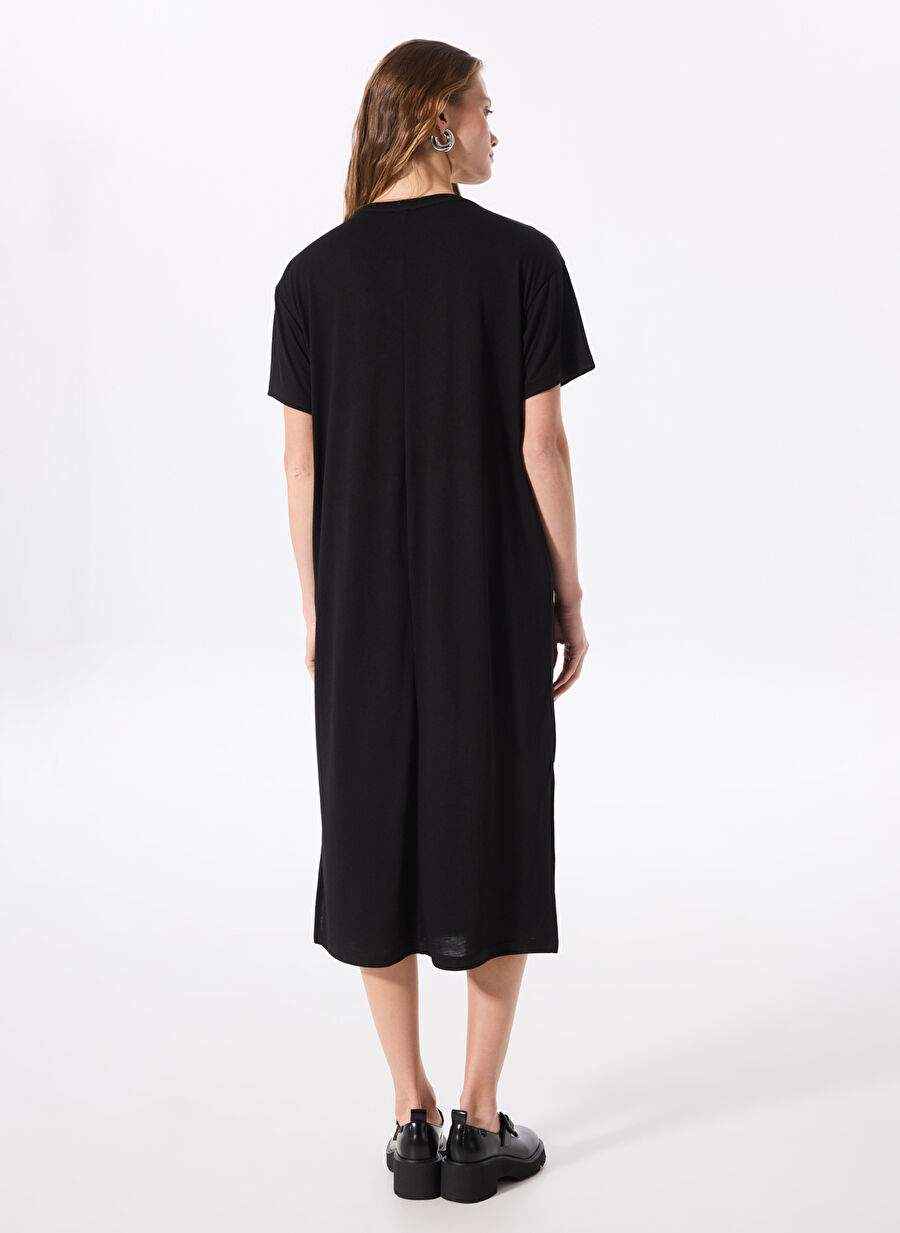 Fabrika Siyah Kadın Bisiklet Yaka Basic Elbise K-CORIN — Product image 5 of 5