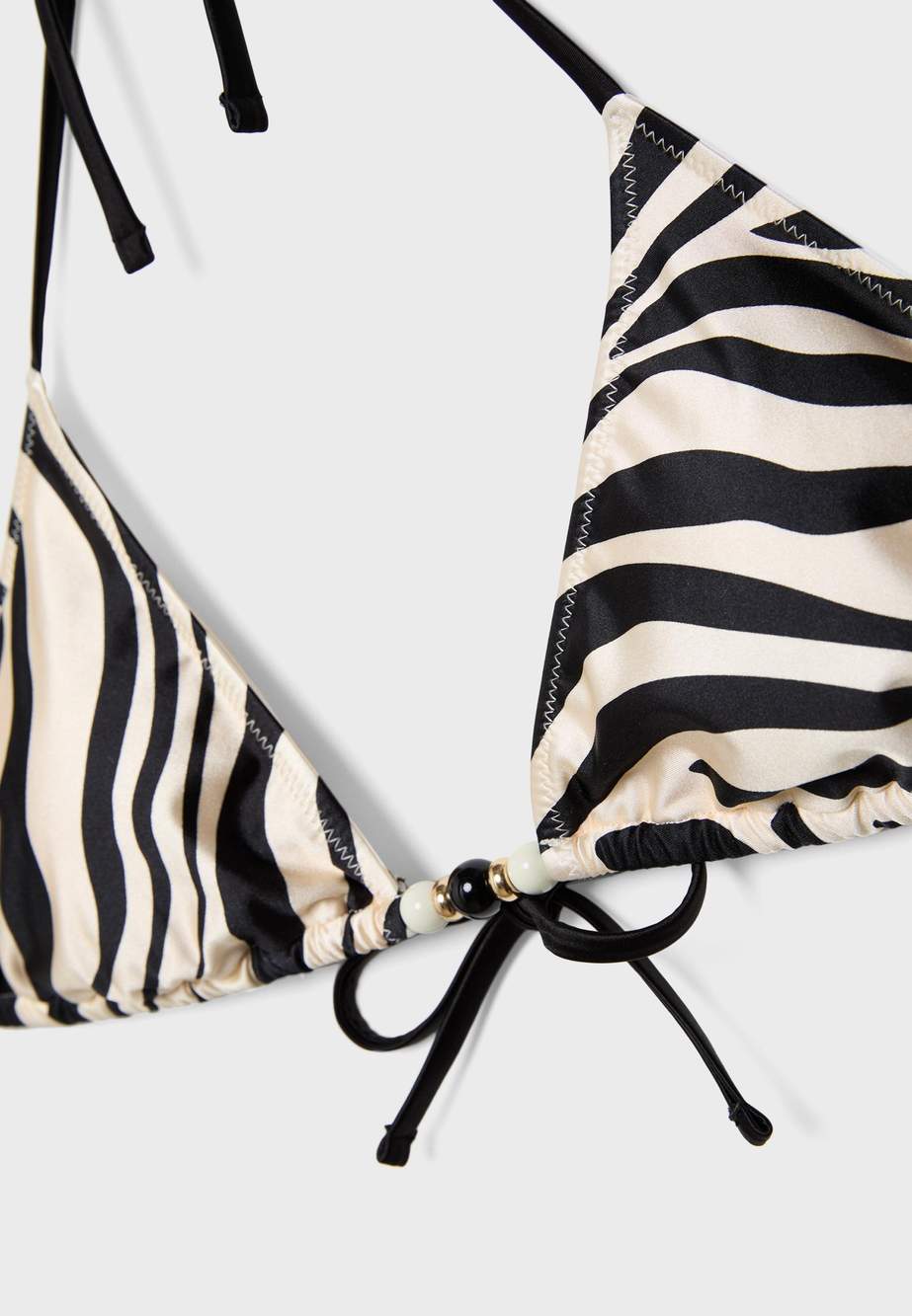 Printed satin triangle bikini top — صورة المنتج 5 من 11