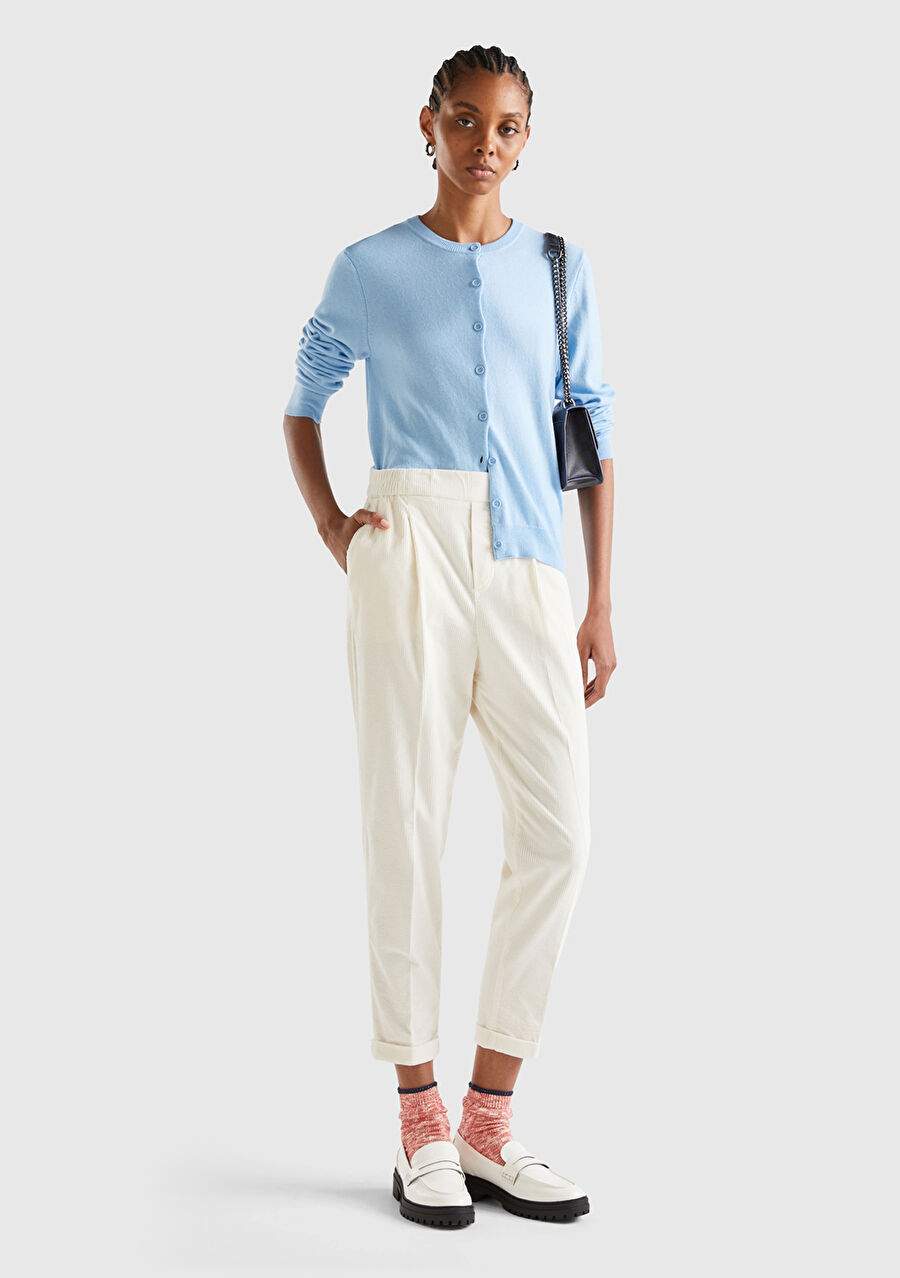 Kadn Cream Waist Rubber Velvet Pants — Product image 5 of 5