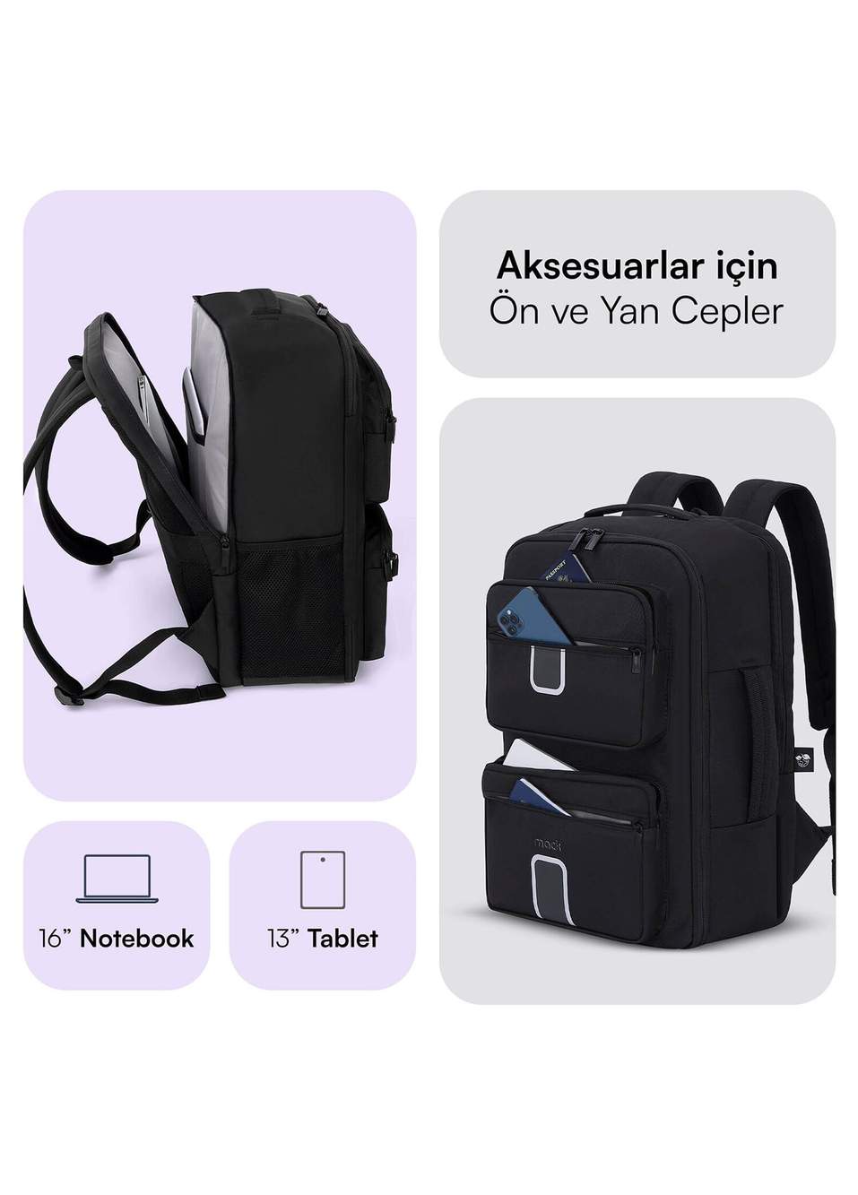 MCE-1206 16" Explor Lite Eco Black Travel Backpack 23 Lt — Product image 4 of 8