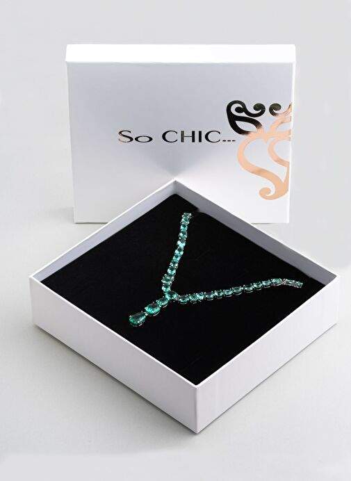Iconic Emerald Green 18 Set White Gold Plating Silver Necklace — Product image 22 of 35
