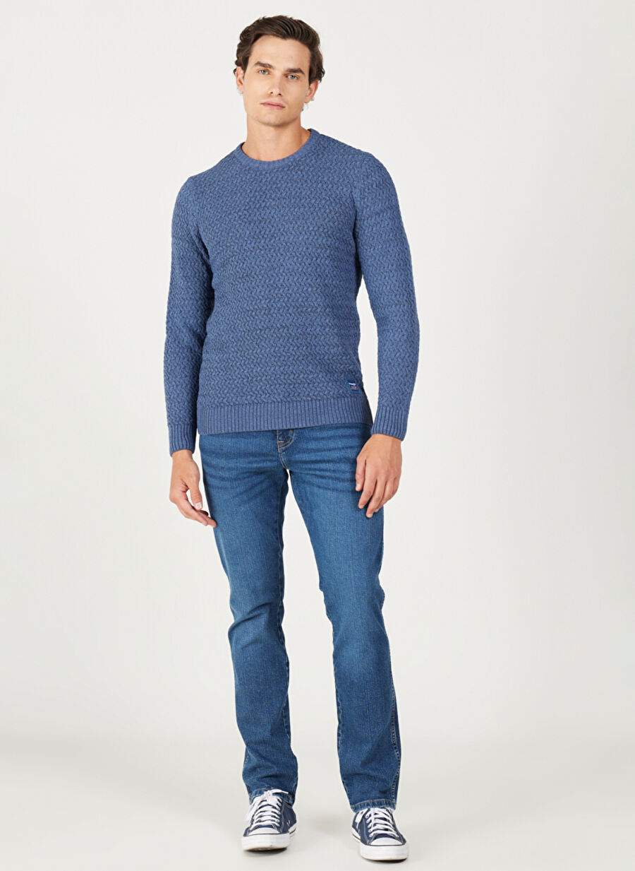 Wrangler Crew Neck Regular Fit Navy Blue Men's Sweater W232580410 Crew Neck Knitwear — Product image 5 of 6