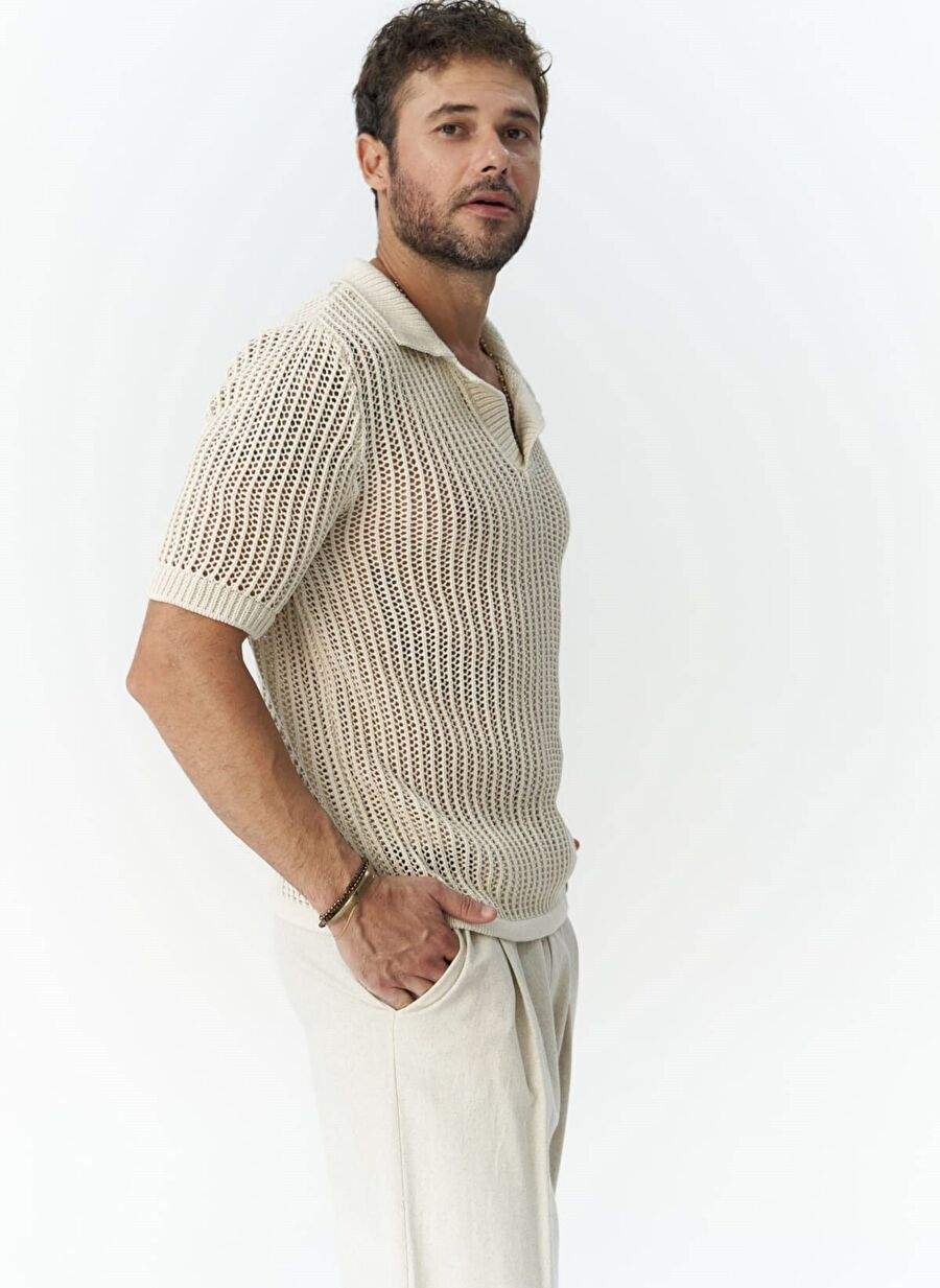 Robert Men's Polo Collar Naturel Sweater T-Shirt — Product image 6 of 7