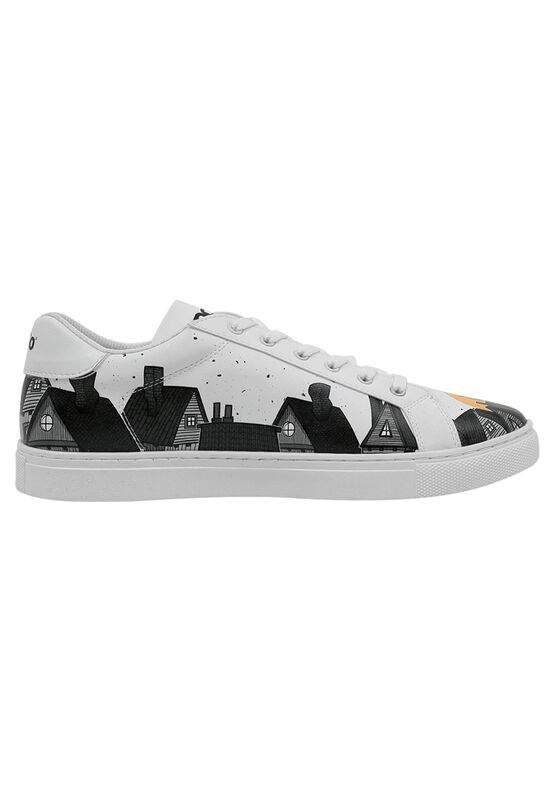 Men Vegan Leather White Sneakers - Night Lovers Design — صورة المنتج 3 من 8
