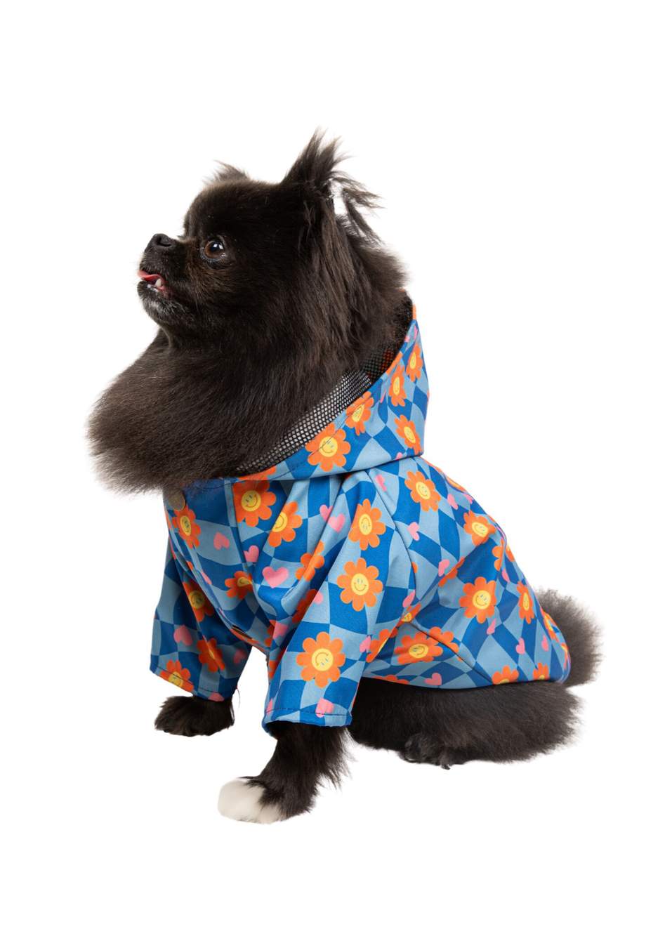 Happy Flower Renkli Kapüşonlu Küçük Irk Köpek Yağmurluk — صورة المنتج 3 من 5