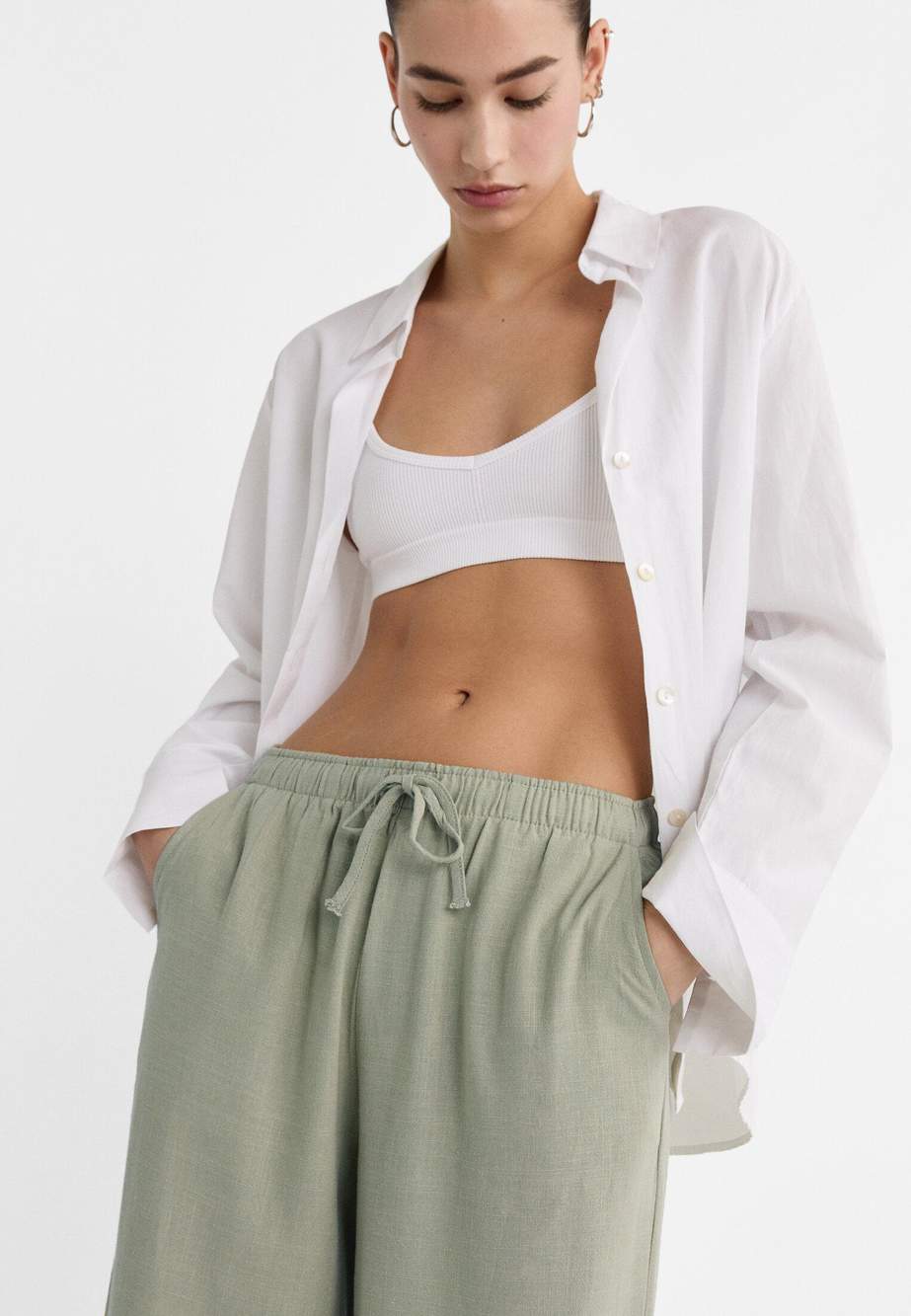 Flowing linen-effect trousers — Product image 5 of 51