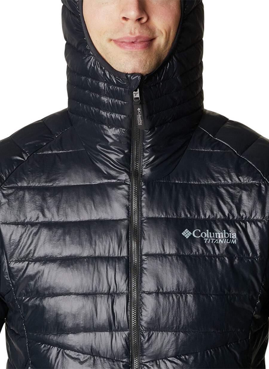 Columbia WO2808 PLATINUM PEAK HOODED JACKET Siyah Kapüşon Yaka Normal Normal Kalıp Erkek Mont — صورة المنتج 4 من 9