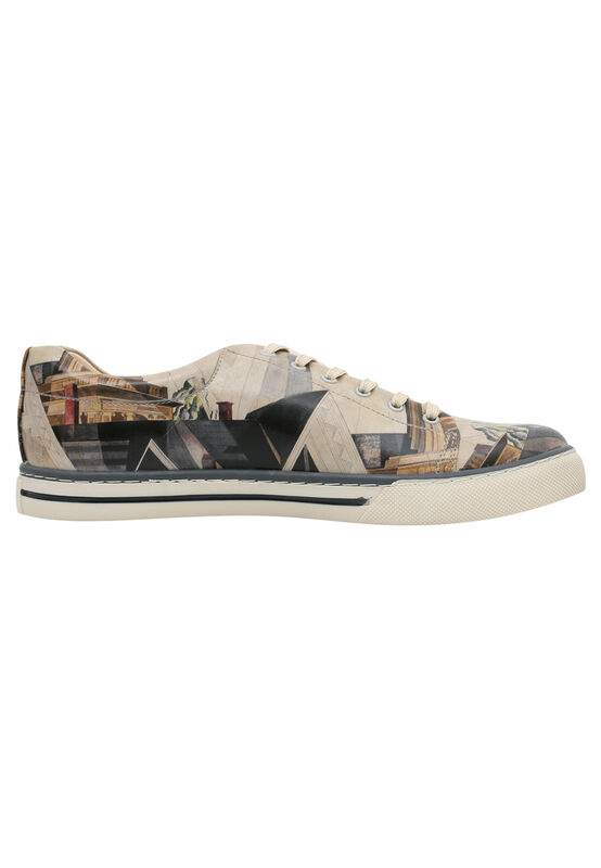 Men Vegan Leather Beige Sneakers - Time to Ring the Bells Design — صورة المنتج 5 من 8