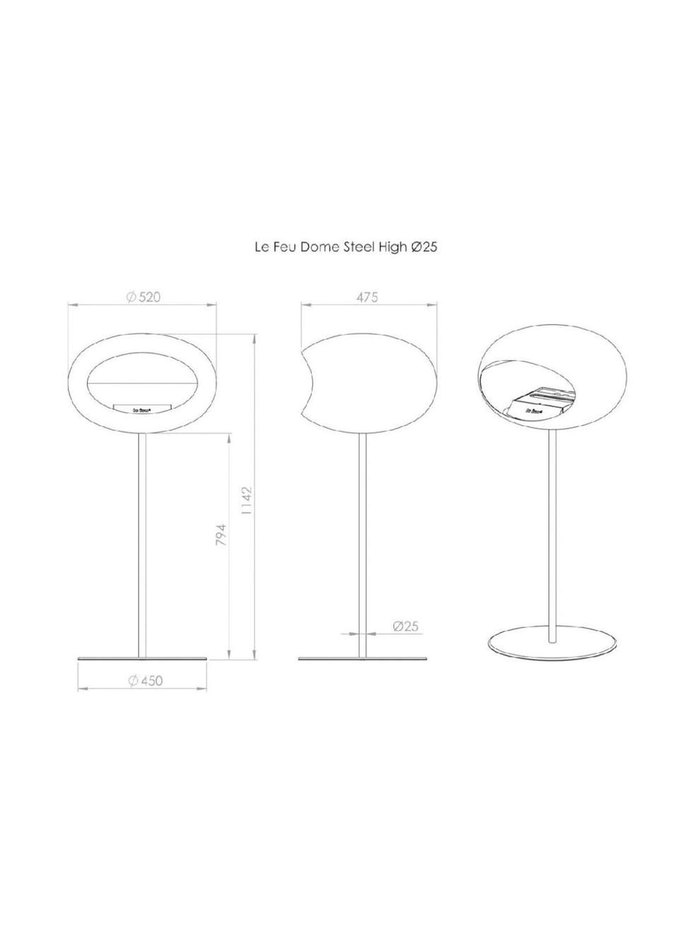 Beyaz Kubbe Şömine & Parlak Çelik Çelik Brülor — Product image 5 of 5