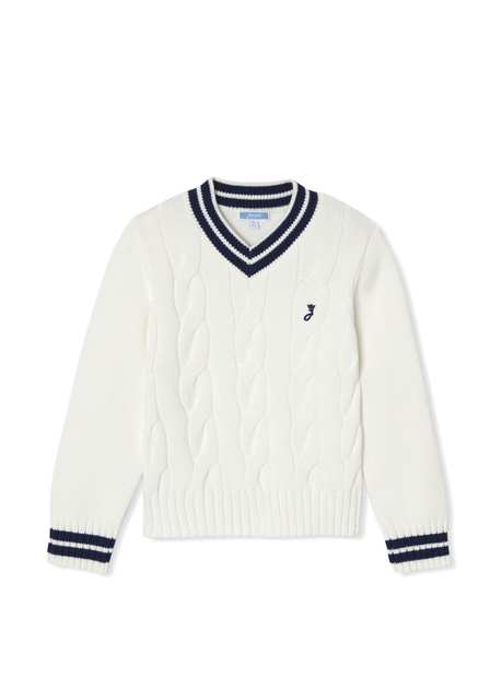 White Knit Patterned Boys Sweater Sweater