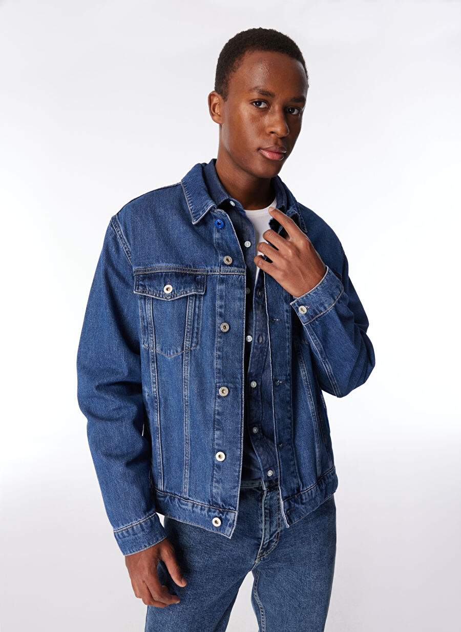 Karl Lagerfeld Jeans Navy Men's Regular Fit Denim Jacket 240d1404 Klj Regular Denim Jacket — Product image 4 of 6