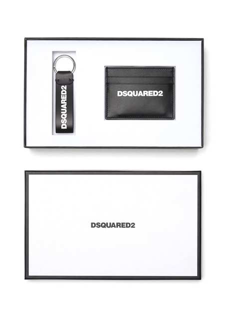 Black Men's Leather Keychain and Card Set