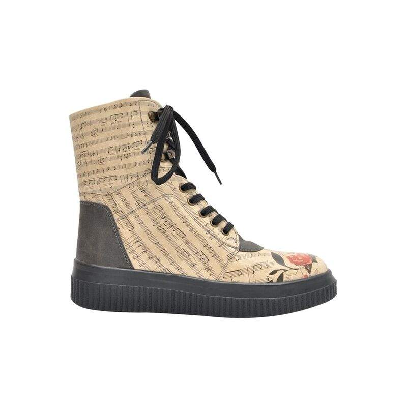 Women Vegan Leather Beige Long Boots - Music on World off Design — Product image 4 of 6