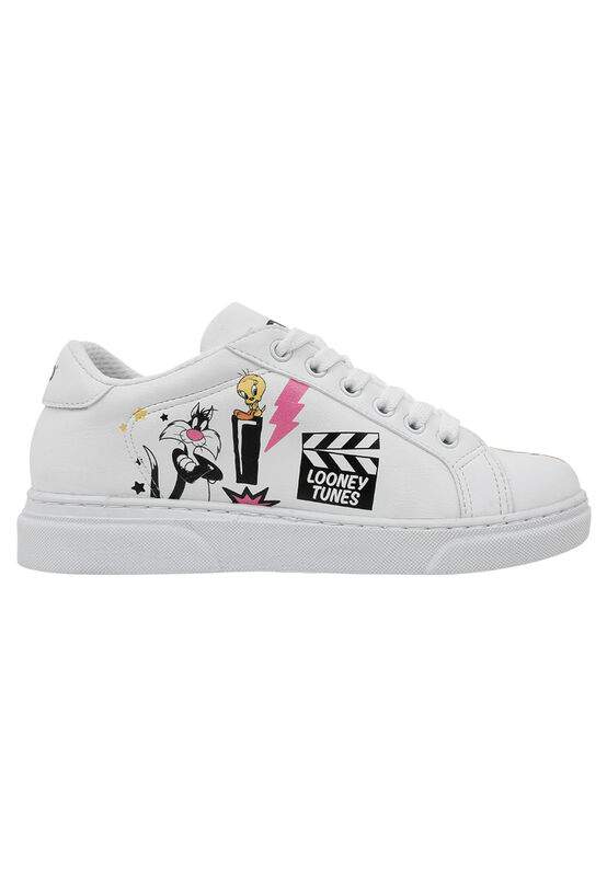 Unisex Kids Vegan Leather White Sneakers - Warner Bros Best of Tweety and Sylvester Design — Product image 3 of 8