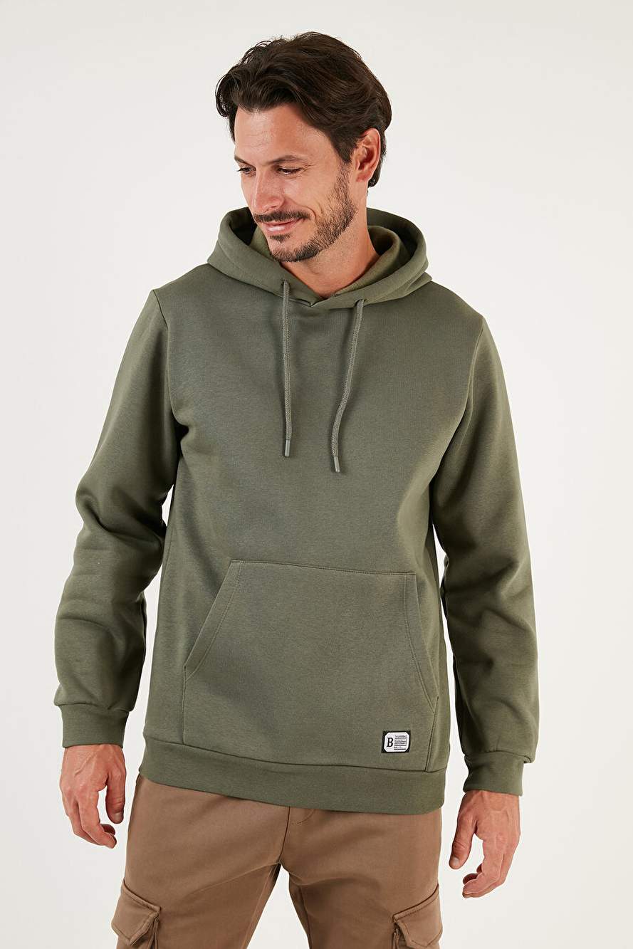 Buratti Slim Fit Kapüşonlu Kanguru Cepli İçi Tüylü Yumuşak Şardonlu Erkek Sweatshırt 5905281 — Product image 3 of 5