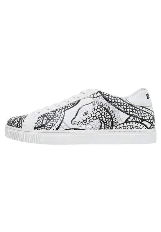 Men Vegan Leather White Sneakers - The Power Of The Dragon Design — Product image 4 of 9