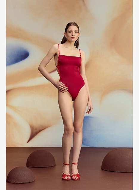 Theemin Ruby Husk Burgundy Strapless Swimsuit