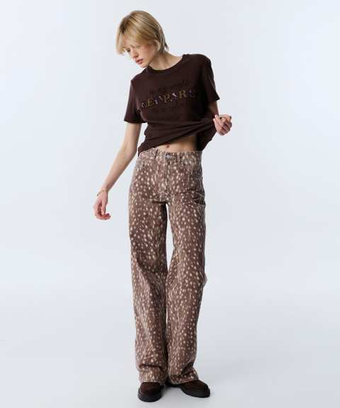 Patterned Barrel Jean Pants