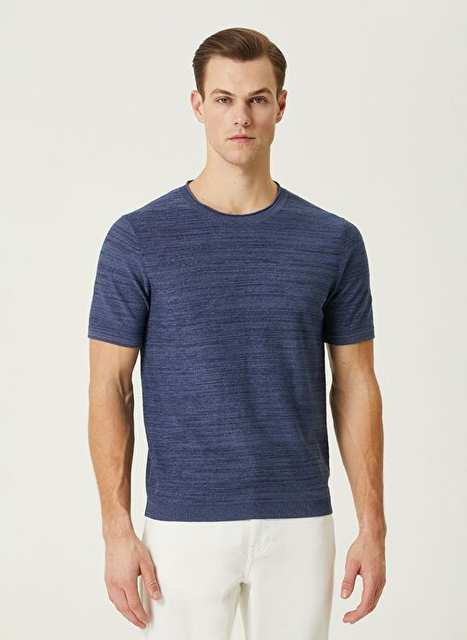 Network Crew Neck Slim Fit Navy Blue - Blue Men's Sweater 1090334