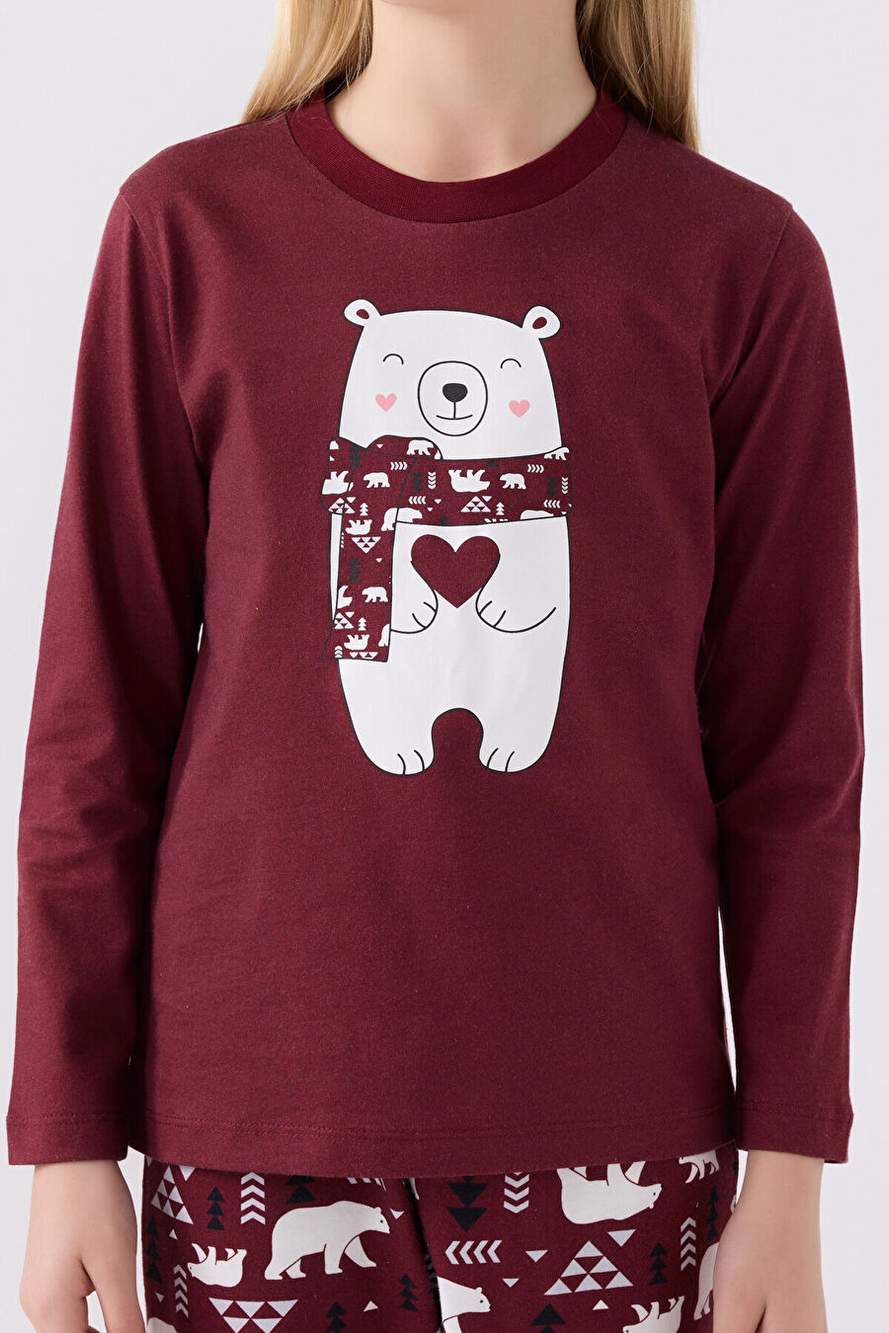 Arnetta Kız Çocuk Uzun Kol Pijama Takım AR3107 Bordo — Product image 4 of 5