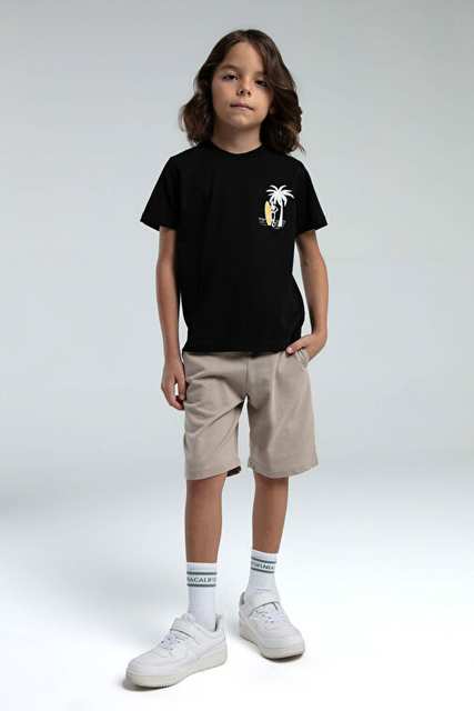 RolyPoly Erkek Çocuk Siyah Bermuda Takım