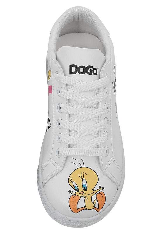 Unisex Kids Vegan Leather White Sneakers - Warner Bros Best of Tweety and Sylvester Design — Product image 4 of 8