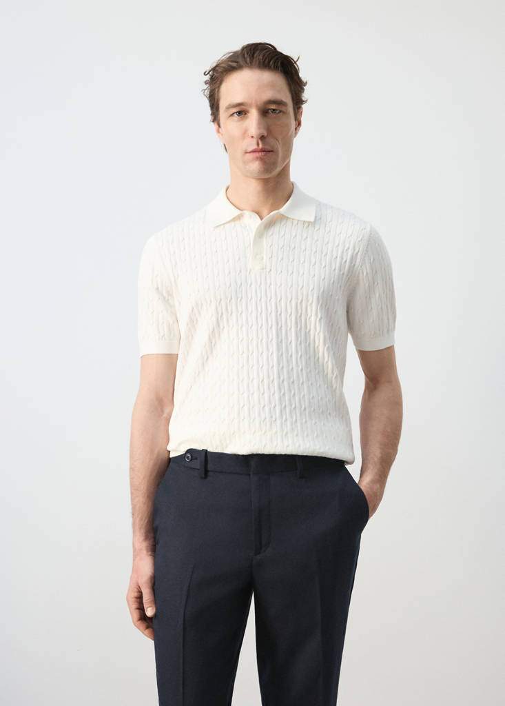 100% cotton braided knitted polo shirt — Product image 12 of 29