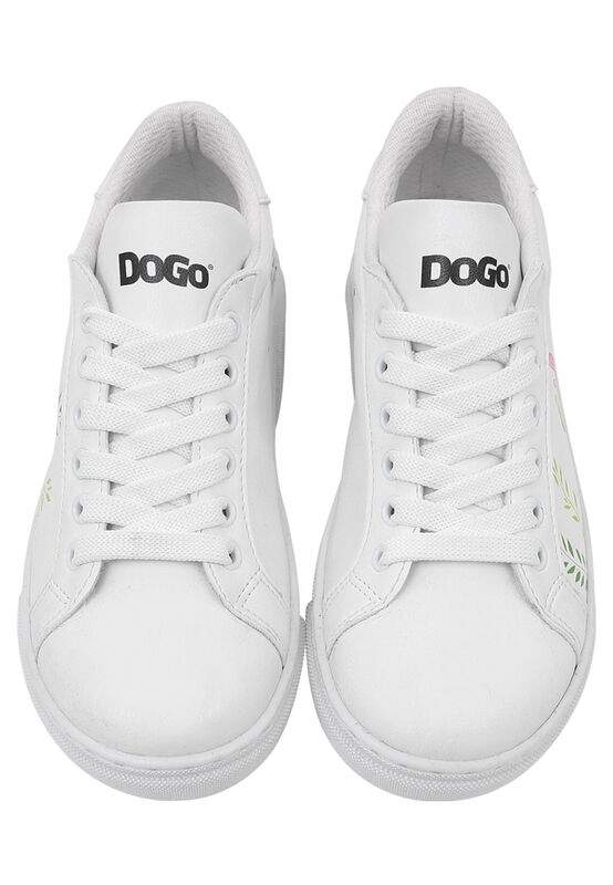 Unisex Kids Vegan Leather White Sneakers - It's Not Easy Being Green Design — Product image 7 of 8