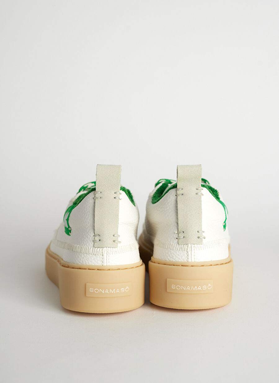 Bonamaso Beyaz-Yeşil Kadın Deri Sneaker AFL — صورة المنتج 5 من 5