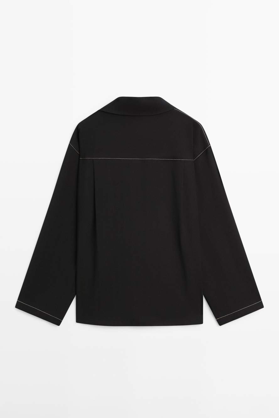 Flowing wool blend overshirt with pocket detail — Product image 6 of 14