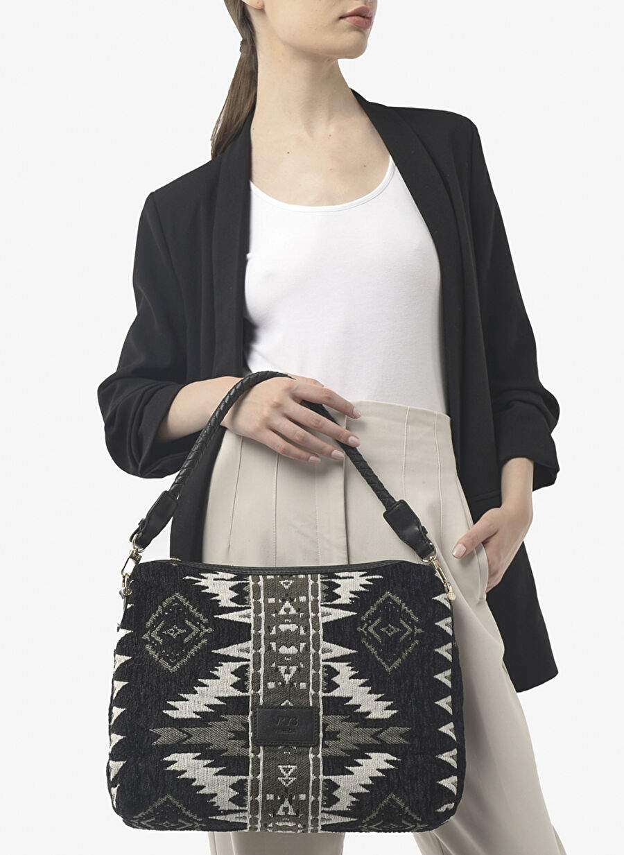 V73 Black and White Women's Shoulder Bag 73BS7E403395 — Product image 5 of 5