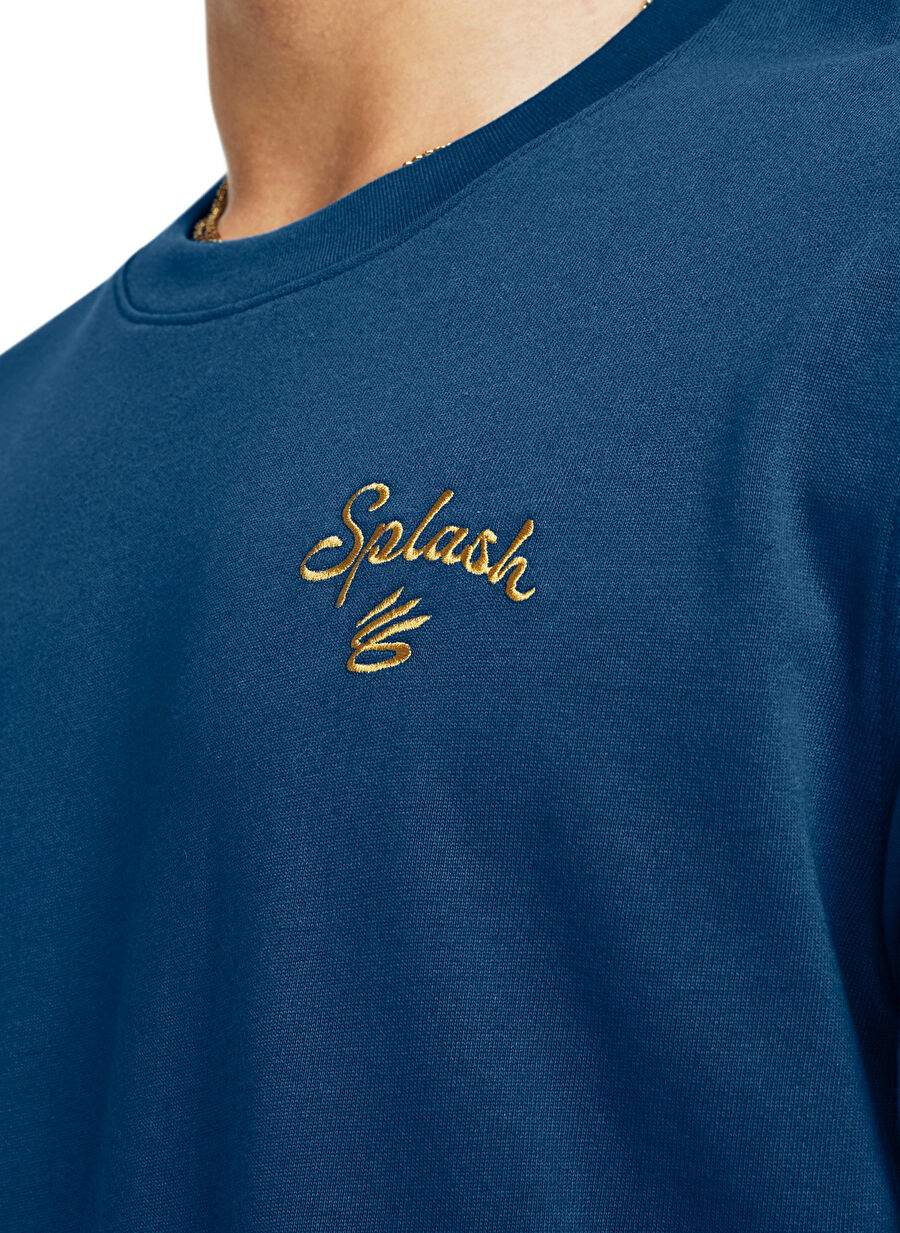 Under Armour 1383379-426 Curry Emb Splash Tee Mavi Petrol Erkek Bisiklet Yaka Oversize T-Shirt — صورة المنتج 3 من 4