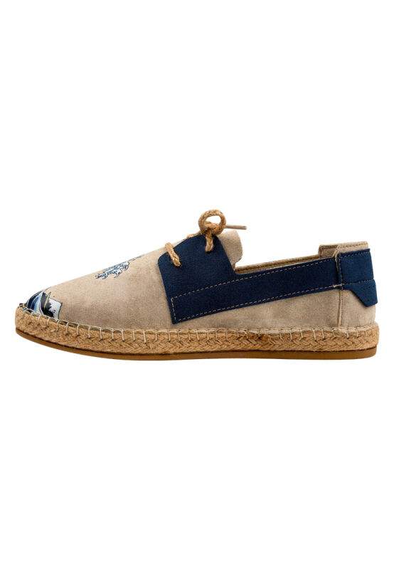 Men Vegan Cream Lace Up Espadrilles - Japanese Waves Design — Product image 6 of 8
