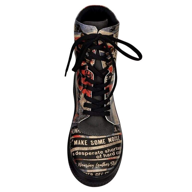Women Vegan Leather Black Long Boots - British Punk Design — Product image 5 of 8