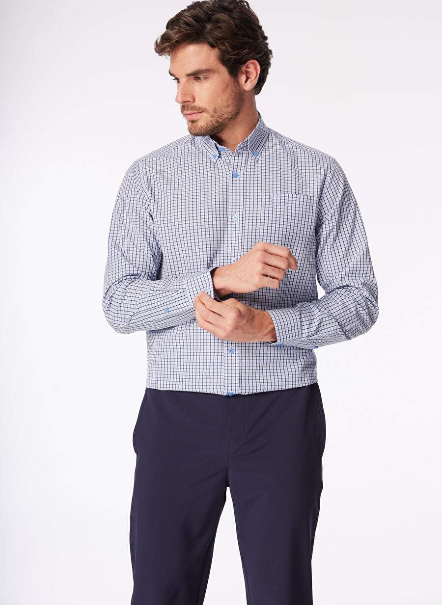 Factory Comfort Blue Men's Buttoned Regular Fit Shirt CM MYDOS 104 — Product image 4 of 5
