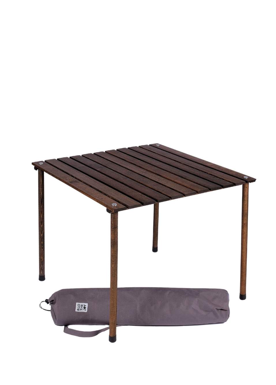 Antrasit Hardal Ahşap Katlanır Kamp Masa ve Sandalye Seti 70x70x55 cm — صورة المنتج 4 من 5