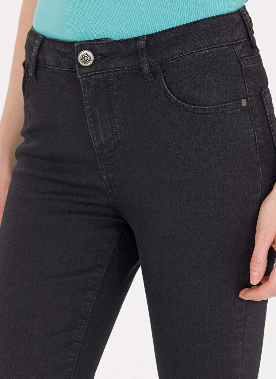 U.S. Polo Assn. Normal Bel Boru Paça Toothpick Siyah Kadın Denim Pantolon MATI23Y-S — صورة المنتج 6 من 6