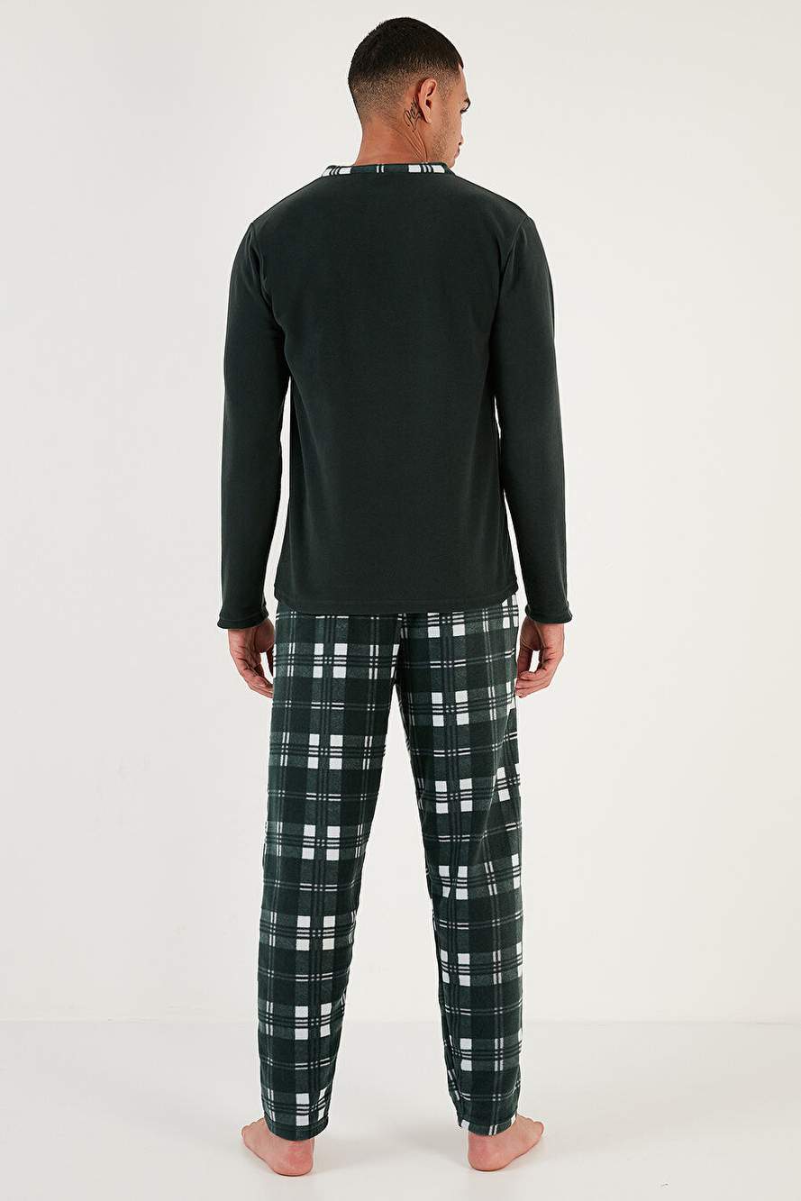Buratti Ekoseli Regular Fit Düğmeli Bisiklet Yaka Kışlık Polar Pijama Takımı Erkek PİJAMA TAKIMI 609 — صورة المنتج 6 من 6
