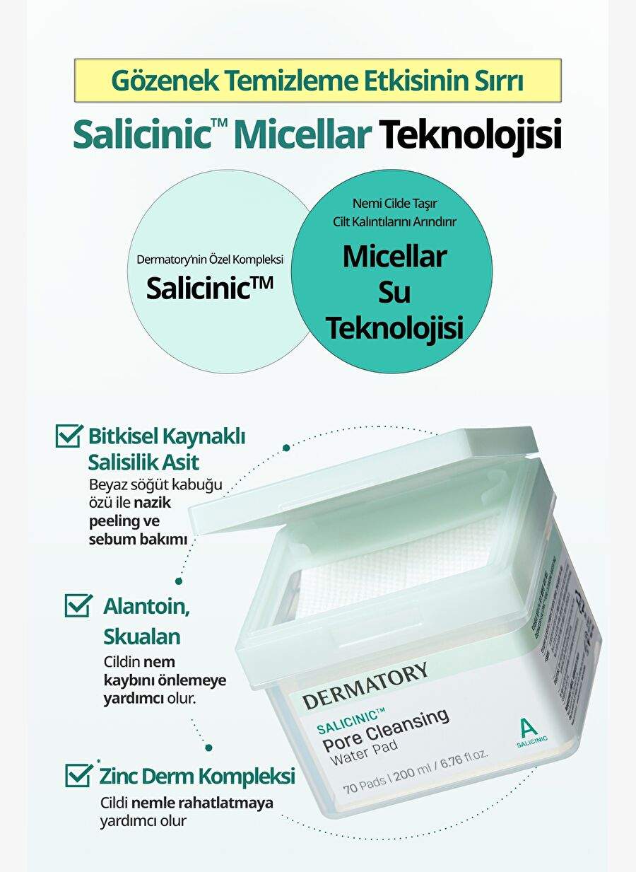 Makeup Cleanup Pad DERMATORY Salicinic Pore Cleansing Water Pad That Purifies More Sebum Than Volume — Product image 5 of 8