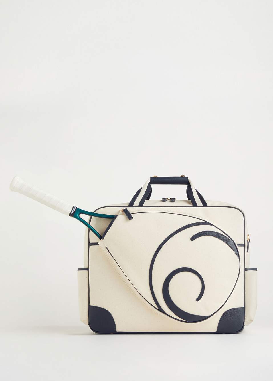 Cora Patterned Cream Canvas Unisex Duffel Bag — صورة المنتج 4 من 8