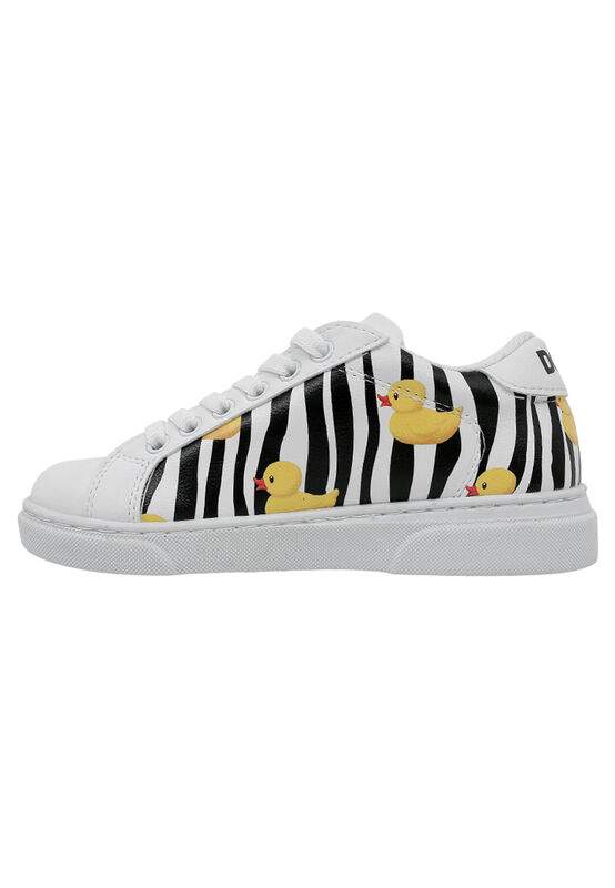 Unisex Kids Vegan Leather White Sneakers - Ducky Design — Product image 5 of 8