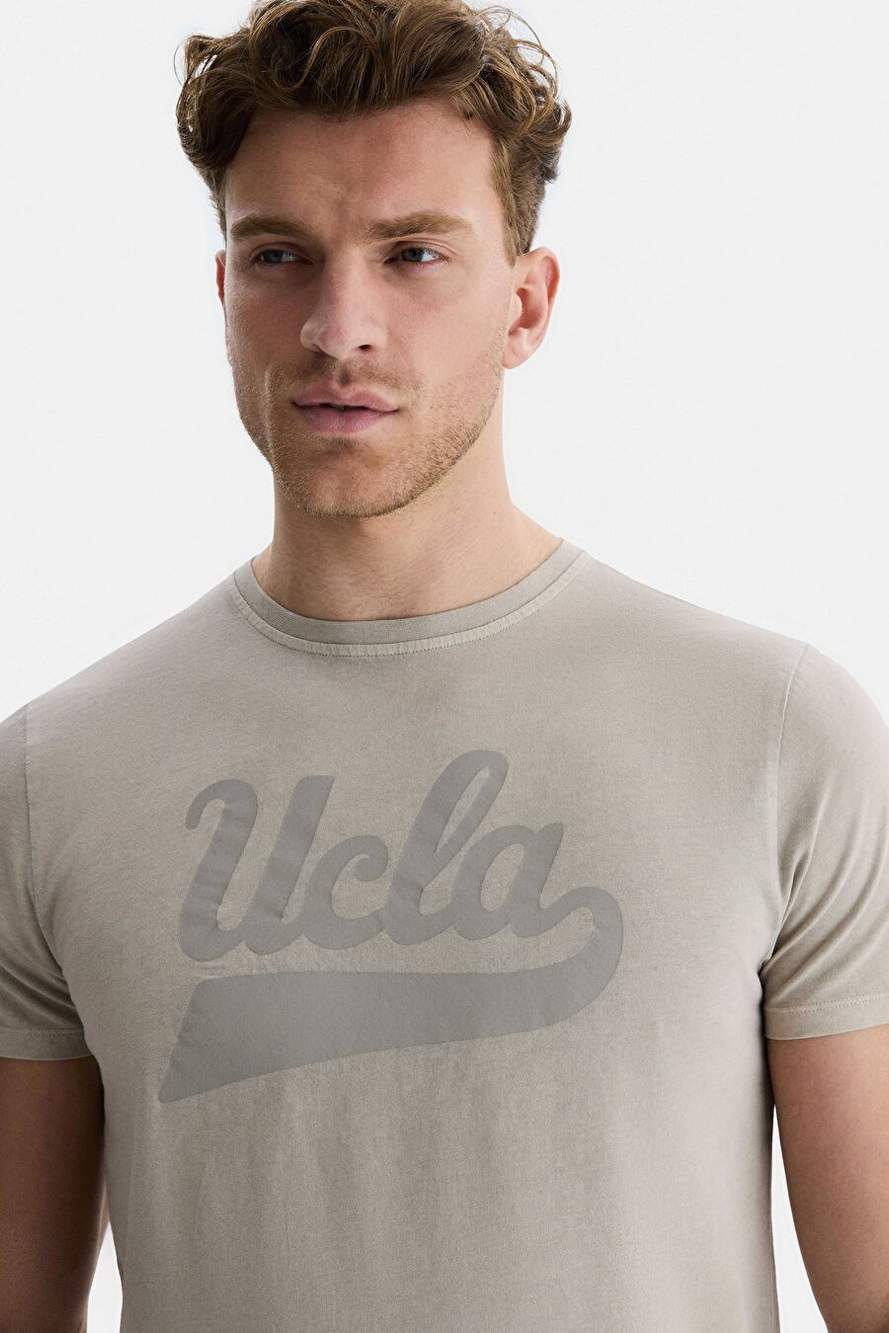 MARGAN Gri Bisiklet Yaka Baskılı Erkek Tshirt — صورة المنتج 4 من 8