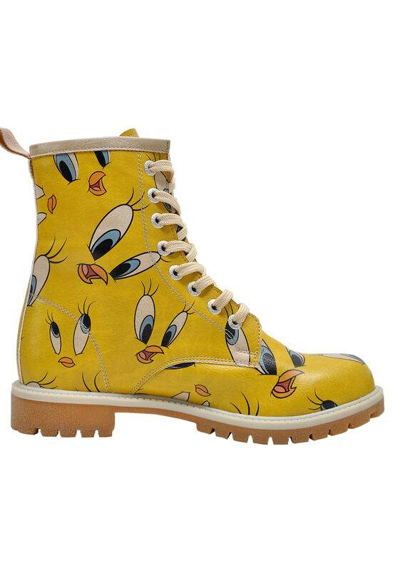 Women Vegan Leather Yellow Long Boots - Warner Bros Tweety in Yellow Design — Product image 4 of 6