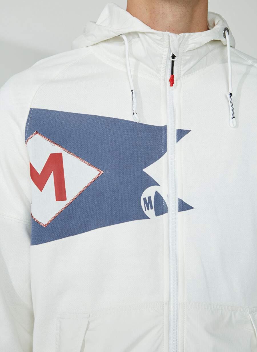 Murphy&Nye Kapüşon Yaka Düz Beyaz Erkek Sweatshırt HOODED FLAG SWEATSHIRT — صورة المنتج 5 من 6