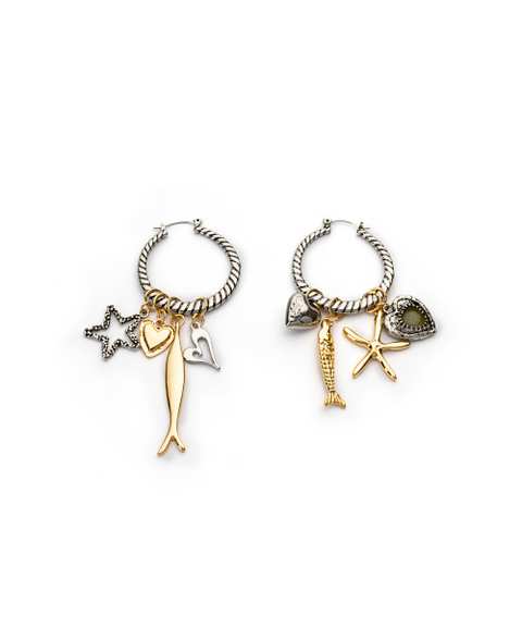 MIXED FIGURE HOOP EARRINGS