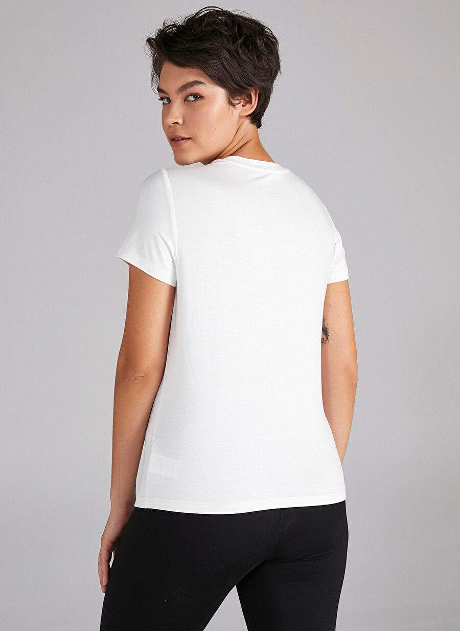 Faik Sönmez Yuvarlak Yaka Ekru Kadın T-Shirt B00002 — صورة المنتج 6 من 6