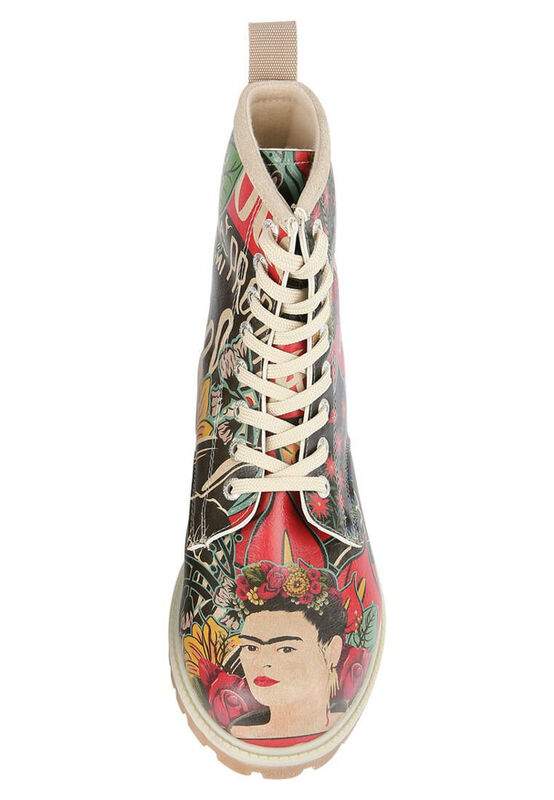Women Vegan Leather Green Long Boots - Te Amo Frida Kahlo Design — Product image 6 of 8